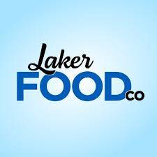 blue image with the words laker food co